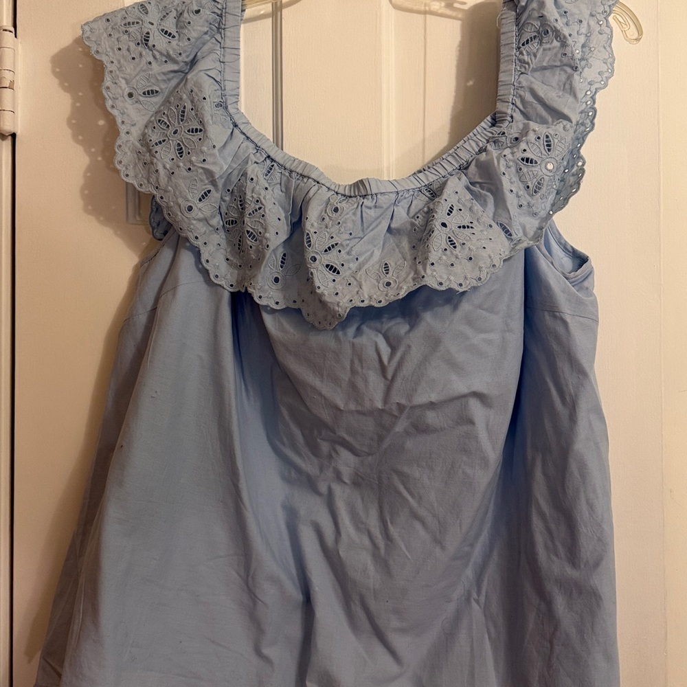 Lane Bryant Sky Blue Ruffle Blouse